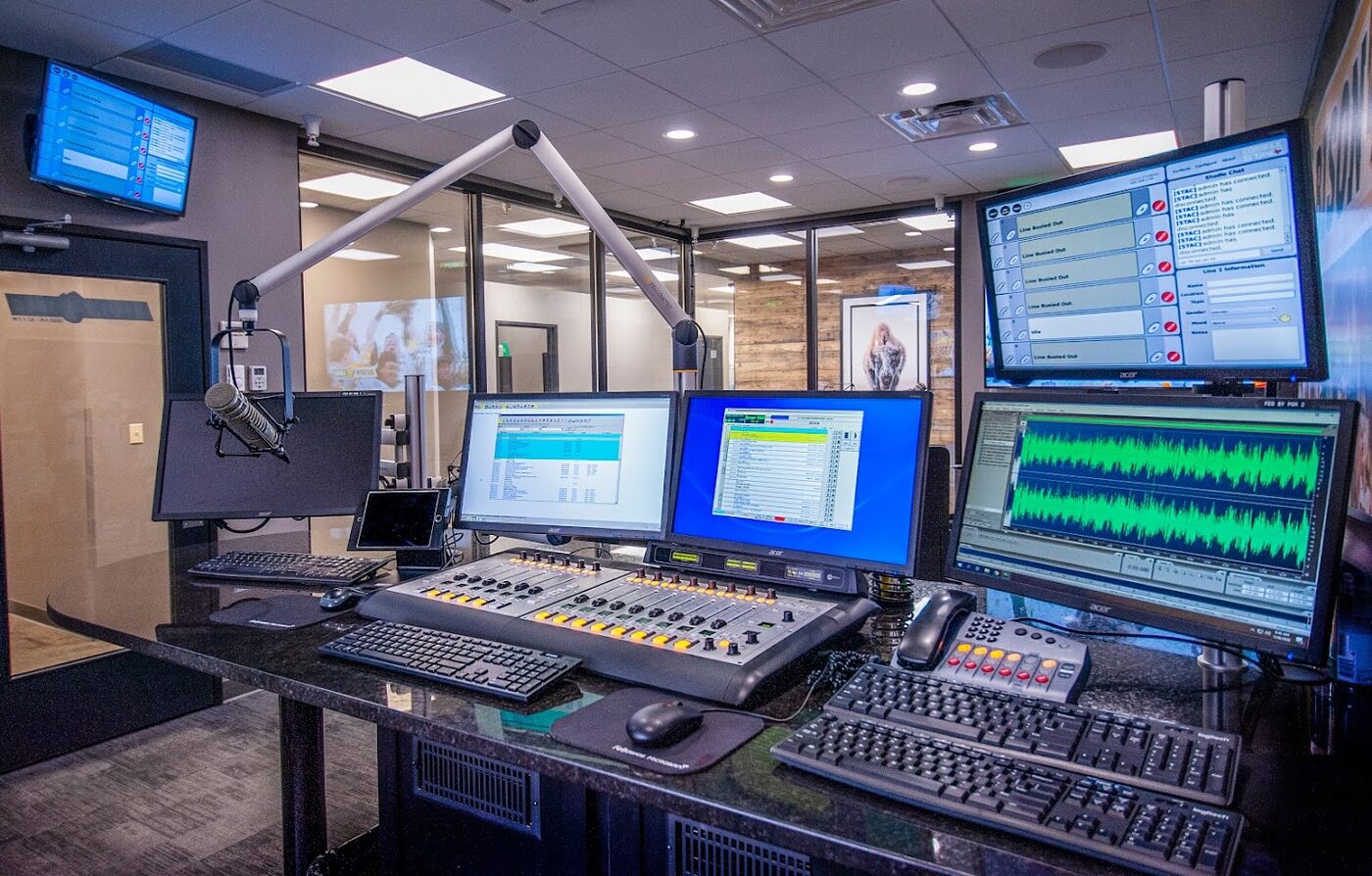 Multi-monitor on-air broadcast studio setup